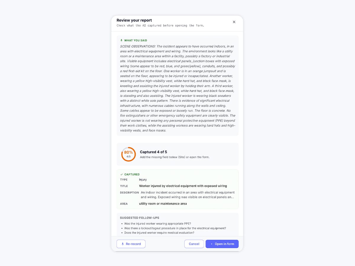 An AI-drafted record being reviewed before it is accepted